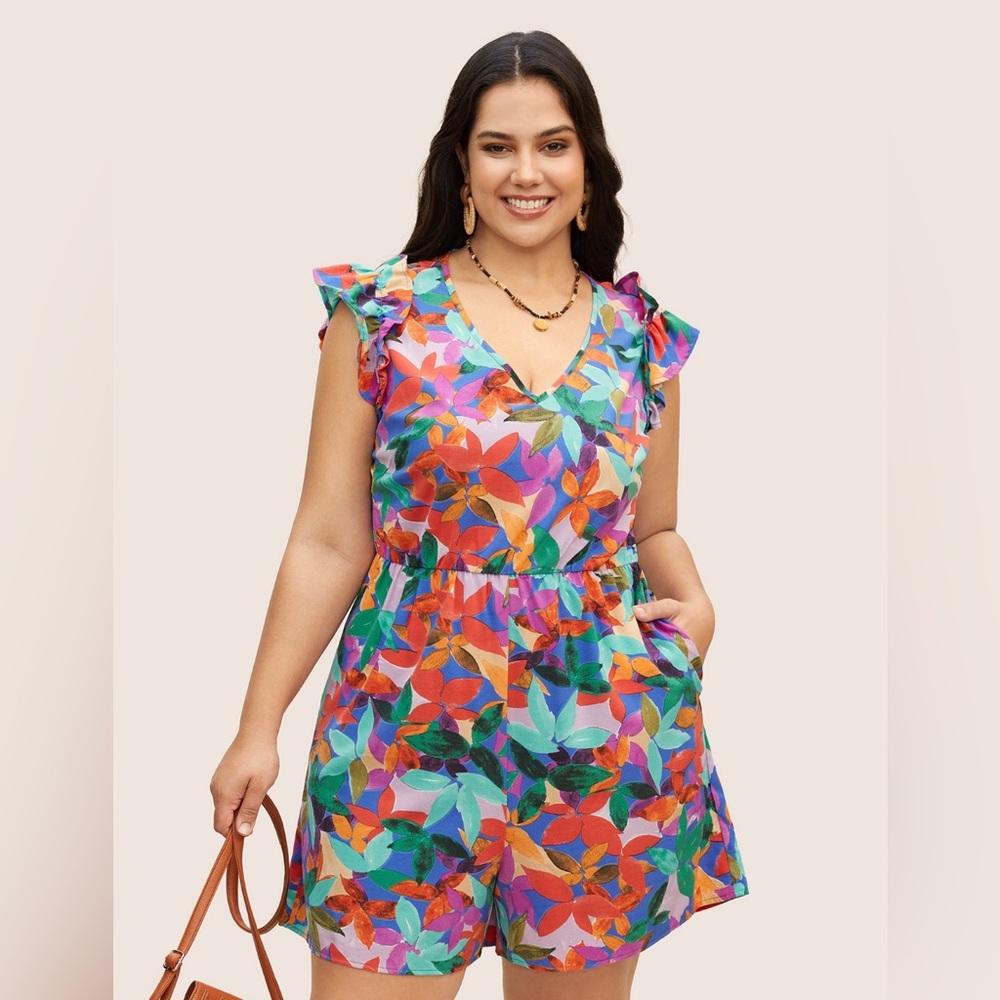 BloomChic Multicolor Floral Print V-Neck Romper